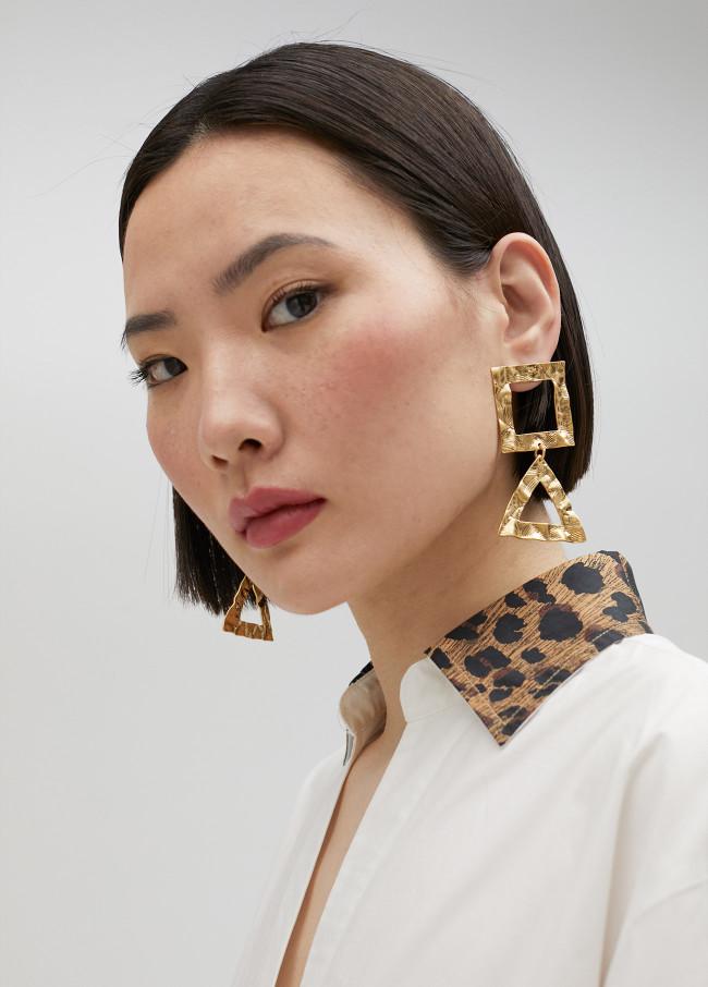 Lola Casademunt Pendientes Dorados Figuras Geométricas