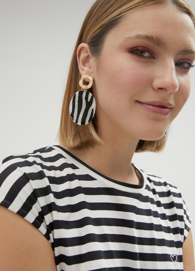 Lola Casademunt Pendientes Efecto Animal Print Zebra