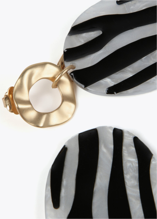 Lola Casademunt Pendientes Efecto Animal Print Zebra