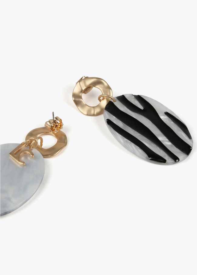 Lola Casademunt Pendientes Efecto Animal Print Zebra