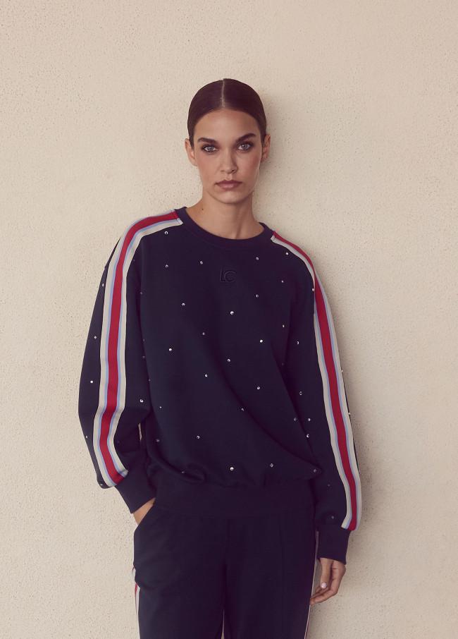 Lola Casademunt Sudadera Con Cinta Deportiva Y Strass