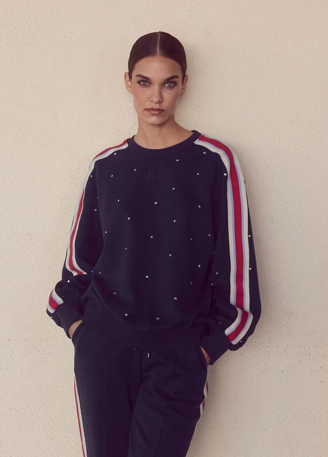 lola casademunt Sudadera con cinta deportiva y strass