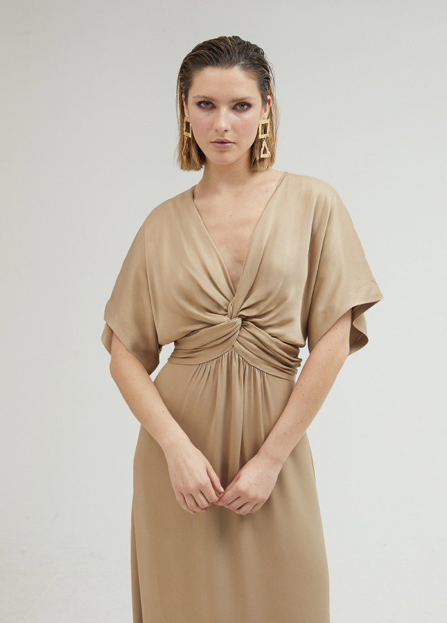 Lola Casademunt Vestido Largo Con Drapeado En Cintura