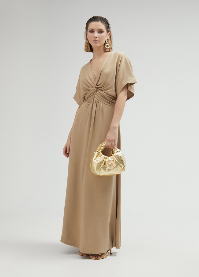 Lola Casademunt Vestido Largo Con Drapeado En Cintura