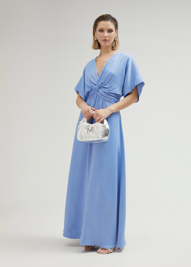 lola casademunt Vestido largo con drapeado en cintura