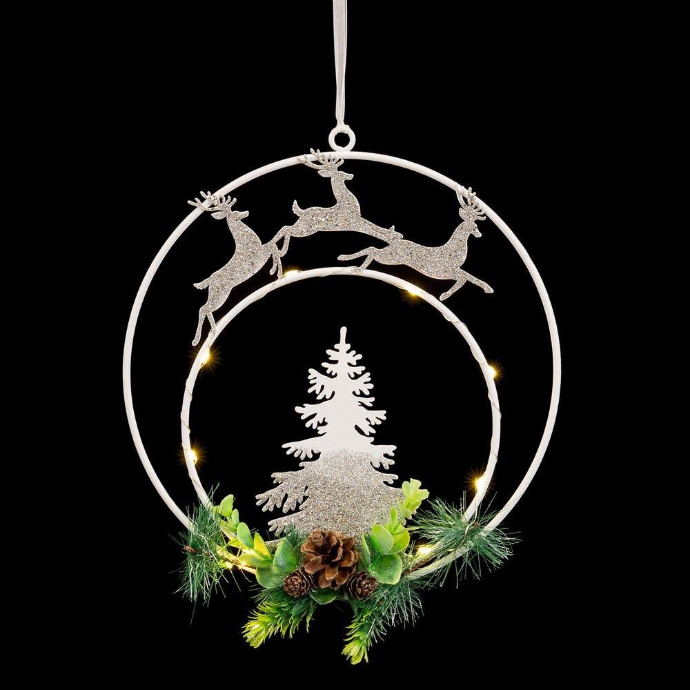 lolahome Adorno colgante Navidad con luz de metal de 24 cm