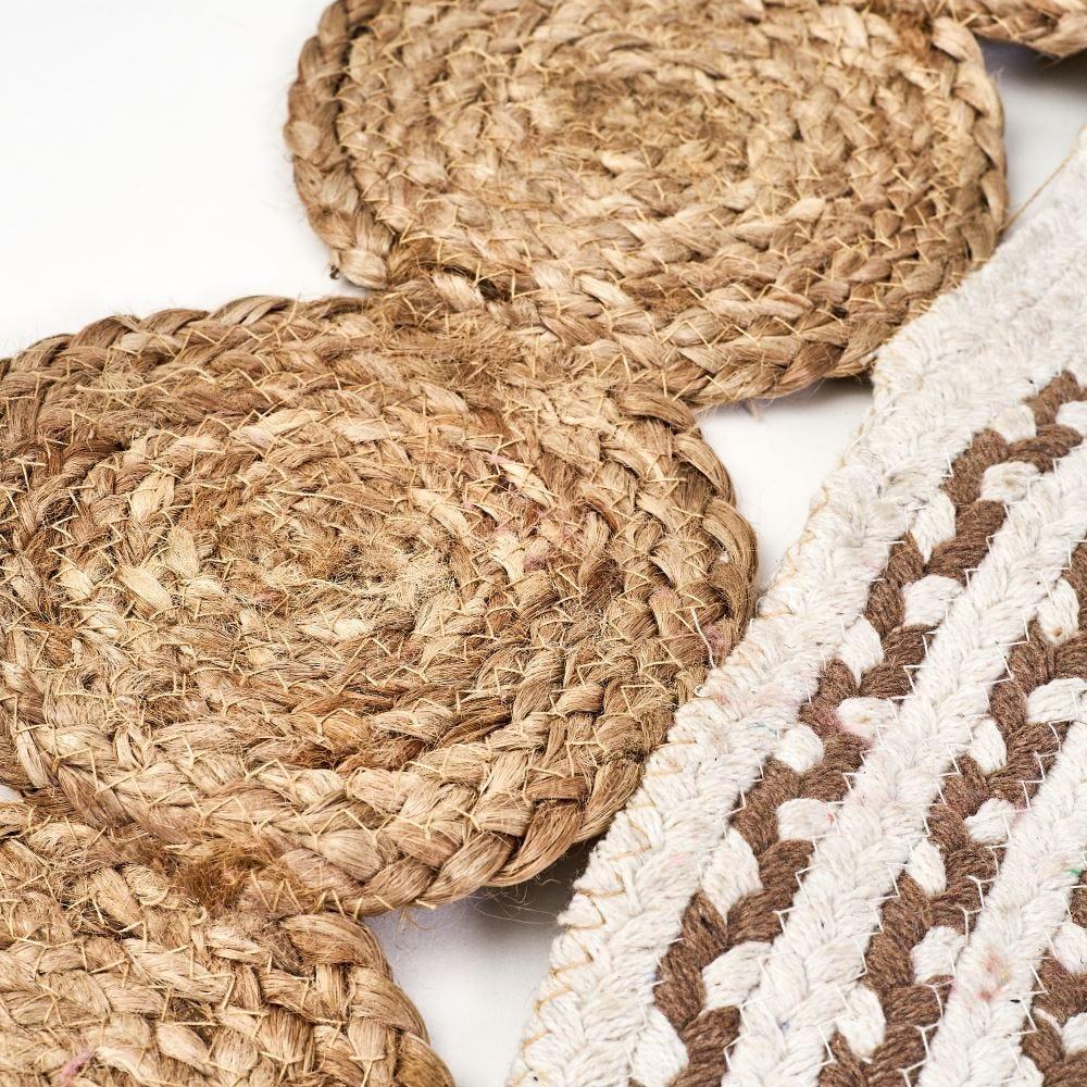 Lolahome Alfombra De Yute De 90 Cm Blanco Y Natural