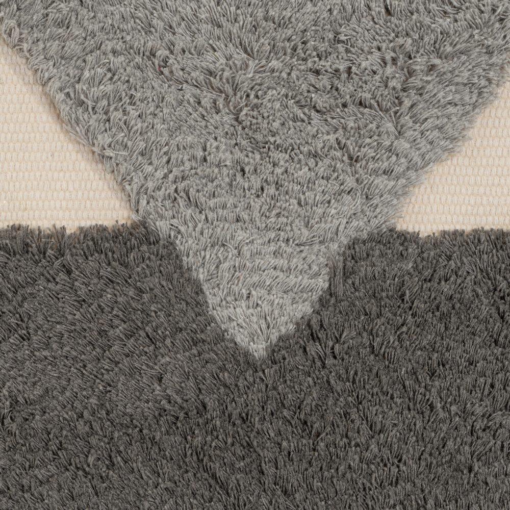 lolahome Alfombra flecos de triángulos gris de algodón natural y poliéster de 180x120 cm