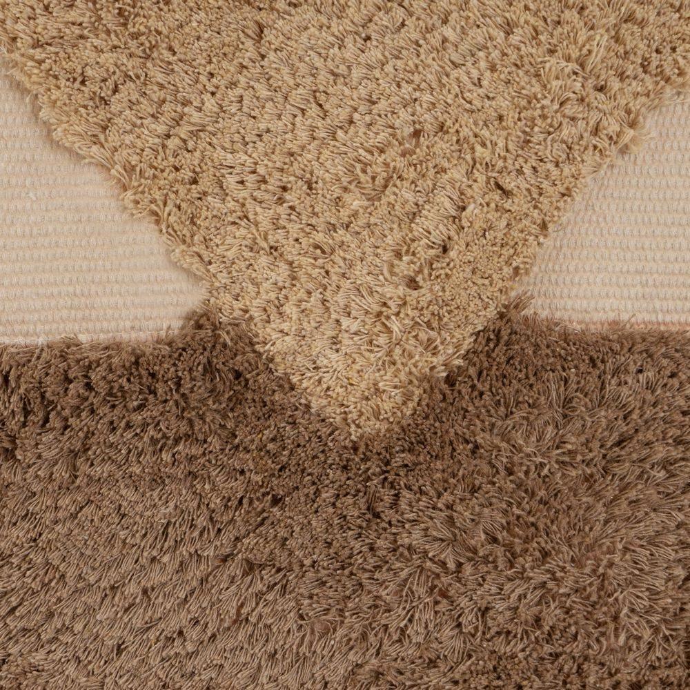 lolahome Alfombra flecos de triángulos marrón oscuro de algodón natural y poliéster de 180x120 cm
