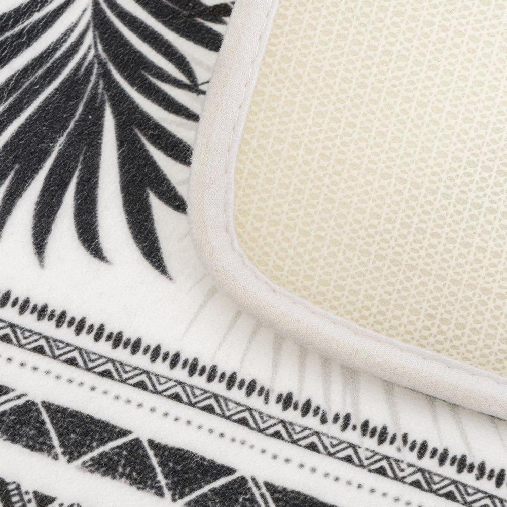 Lolahome Alfombra Hojas Antideslizante Blanca Y Negra De Tela De Microfibra De 70x45 Cm