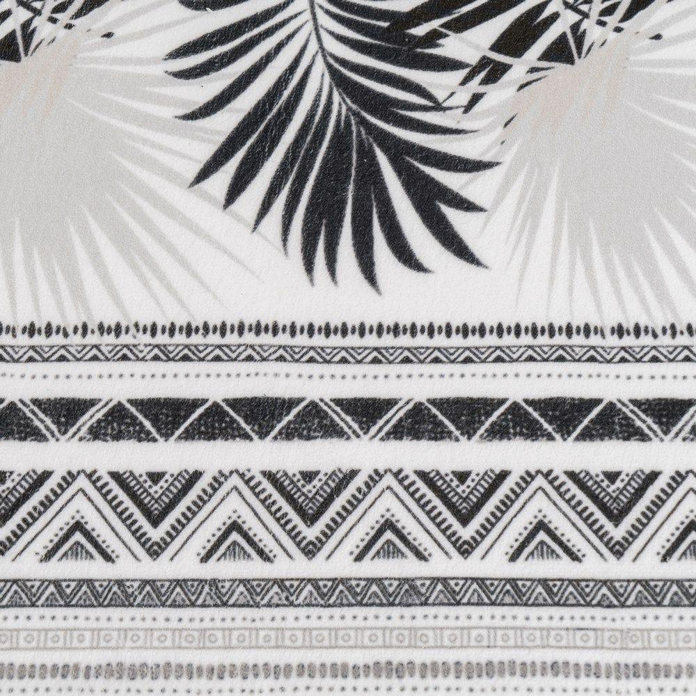 lolahome Alfombra hojas antideslizante blanca y negra de tela de microfibra de 70x45 cm