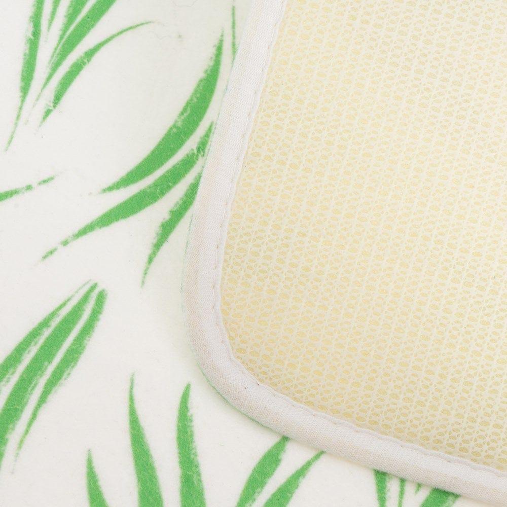 Lolahome Alfombra Hojas Antideslizante Blanca Y Verde De Tela De Microfibra De 70x45 Cm