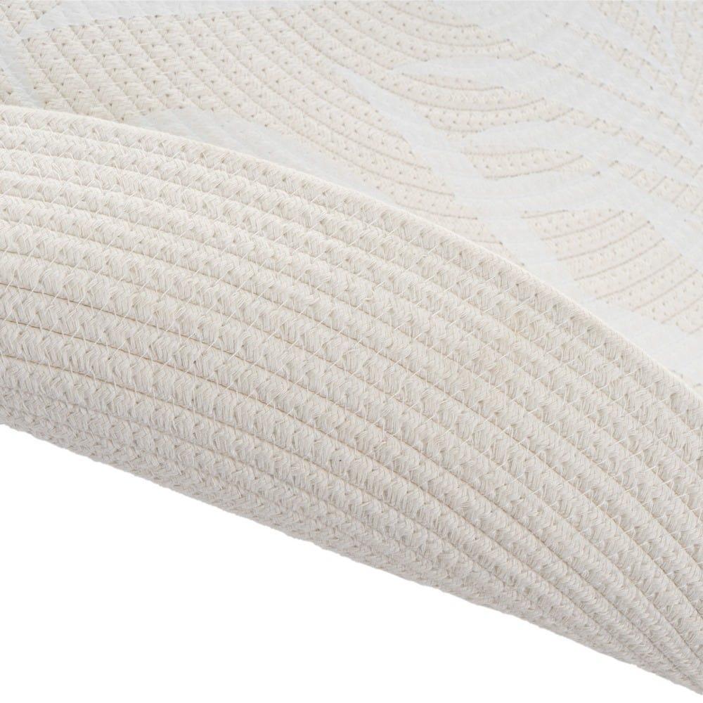 Lolahome Alfombra Hojas De Cuerda Blanca De Ø 90 Cm