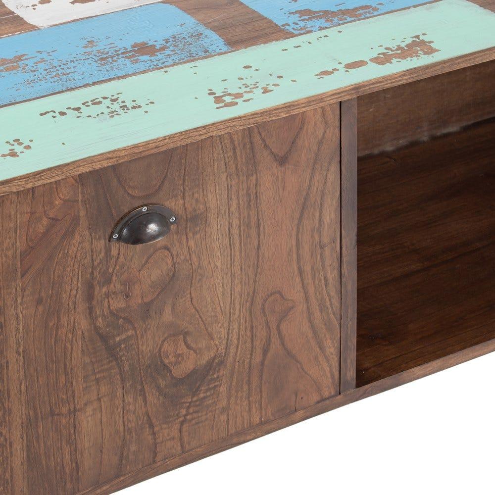 Lolahome Aparador Marrón Y Blanco Alto De Madera Y Metal De 120x40x80 Cm