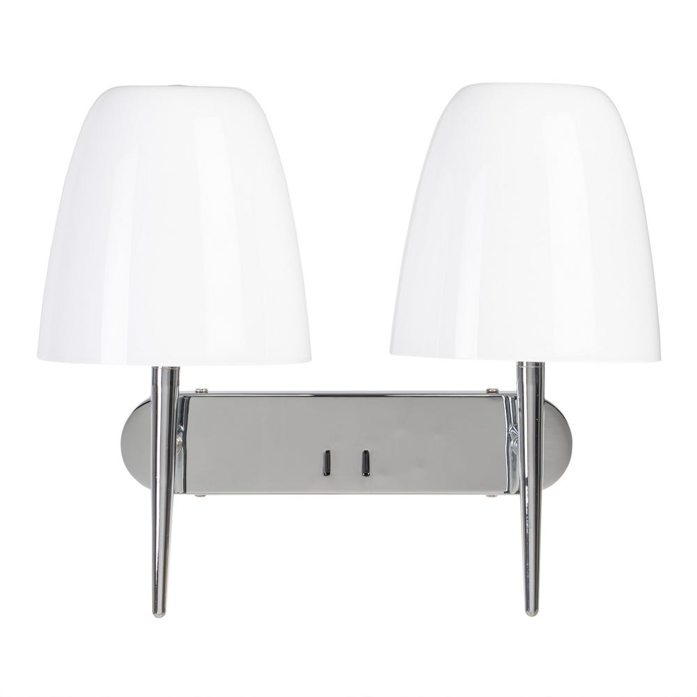 lolahome Aplique 2 tulipas de cristal y metal plateada de 42x22x33 cm