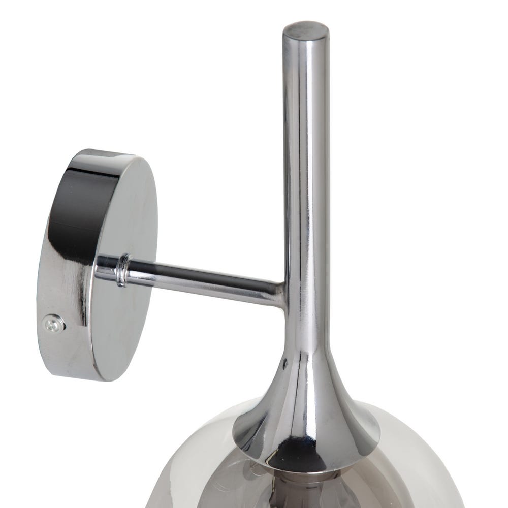 Lolahome Aplique Campana De Cristal Y Hierro Plateado De Ø 19x30 Cm