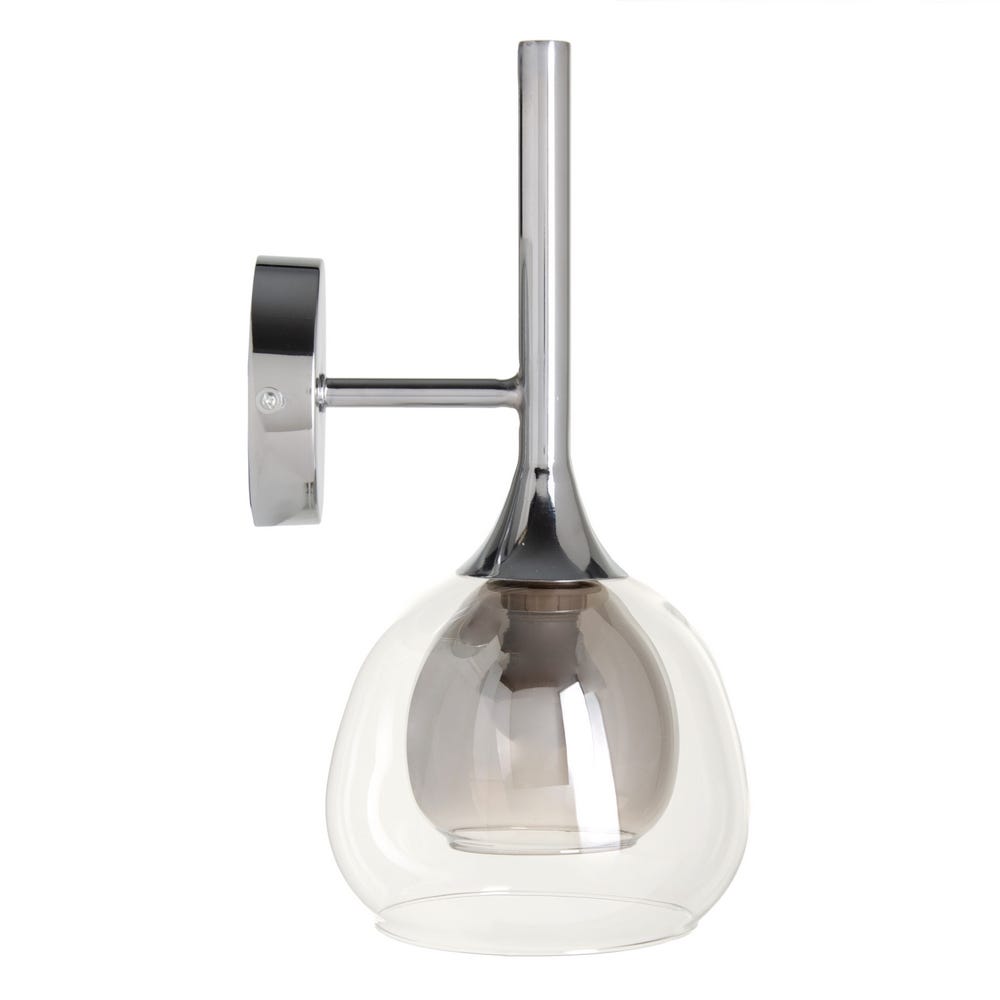 lolahome Aplique campana de cristal y hierro plateado de Ø 19x30 cm