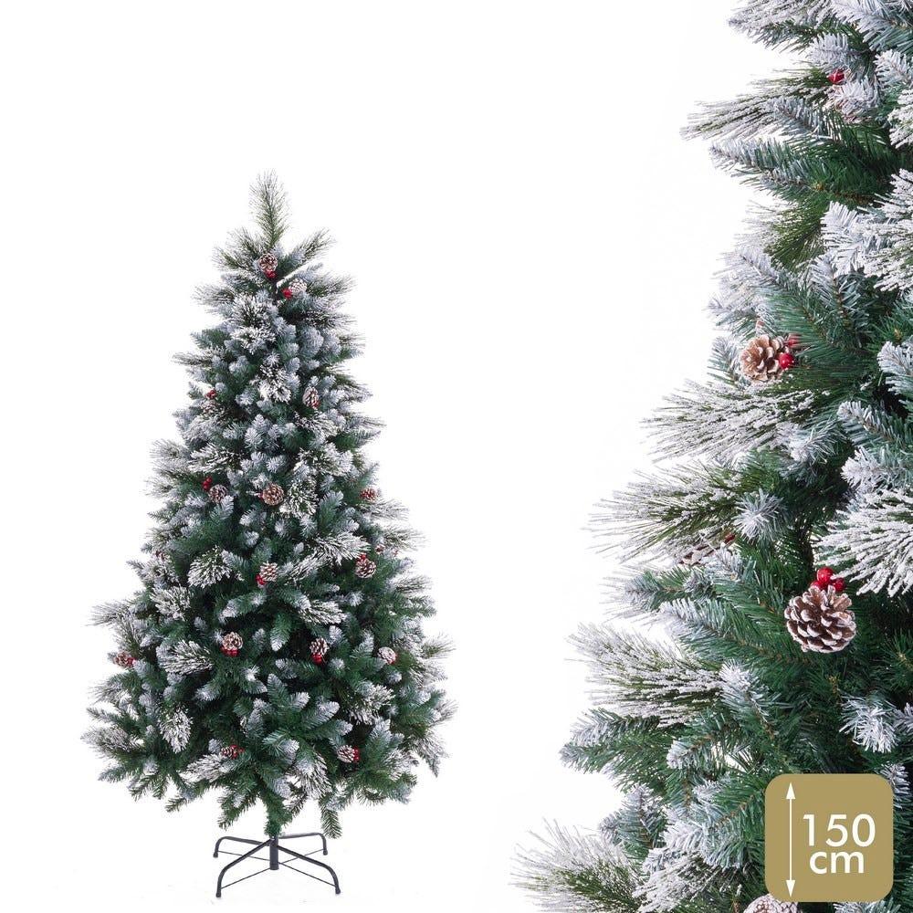 lolahome Árbol de Navidad con acebo y piñas de 150 cm