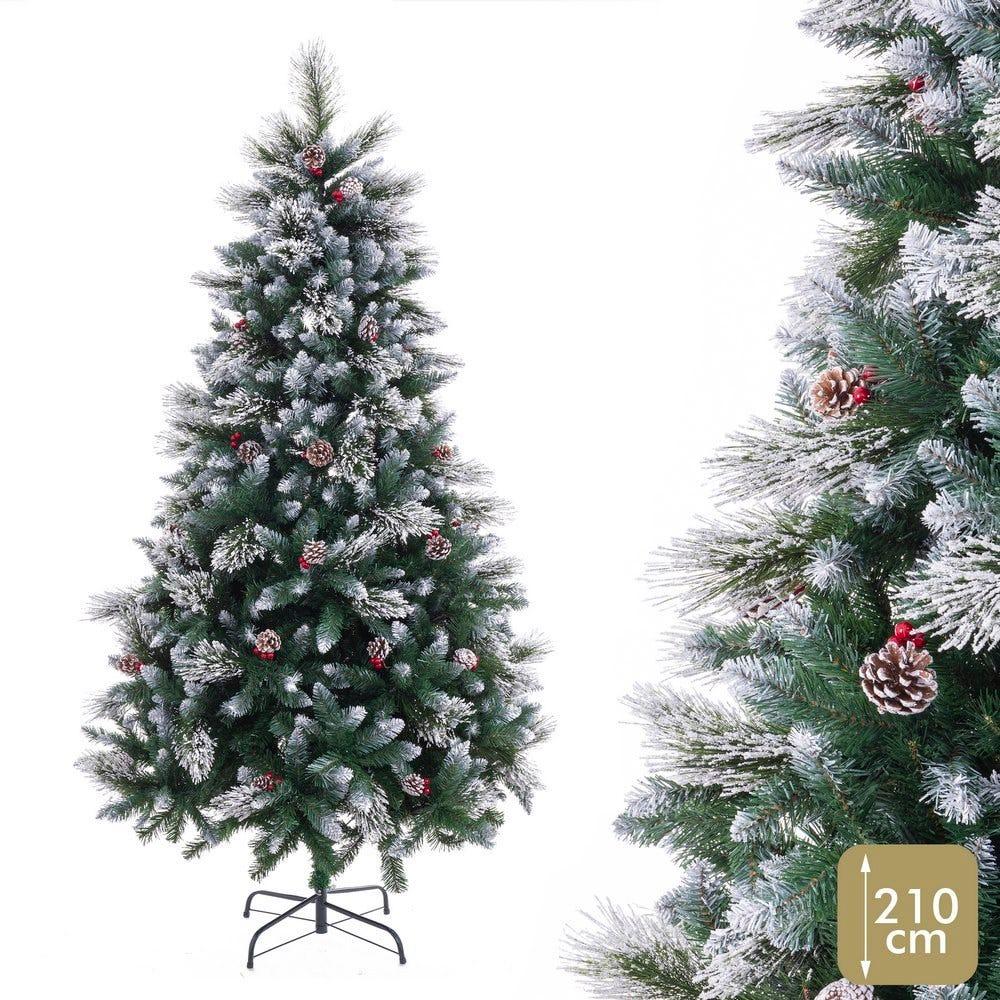 lolahome Árbol de Navidad con acebo y piñas de 210 cm