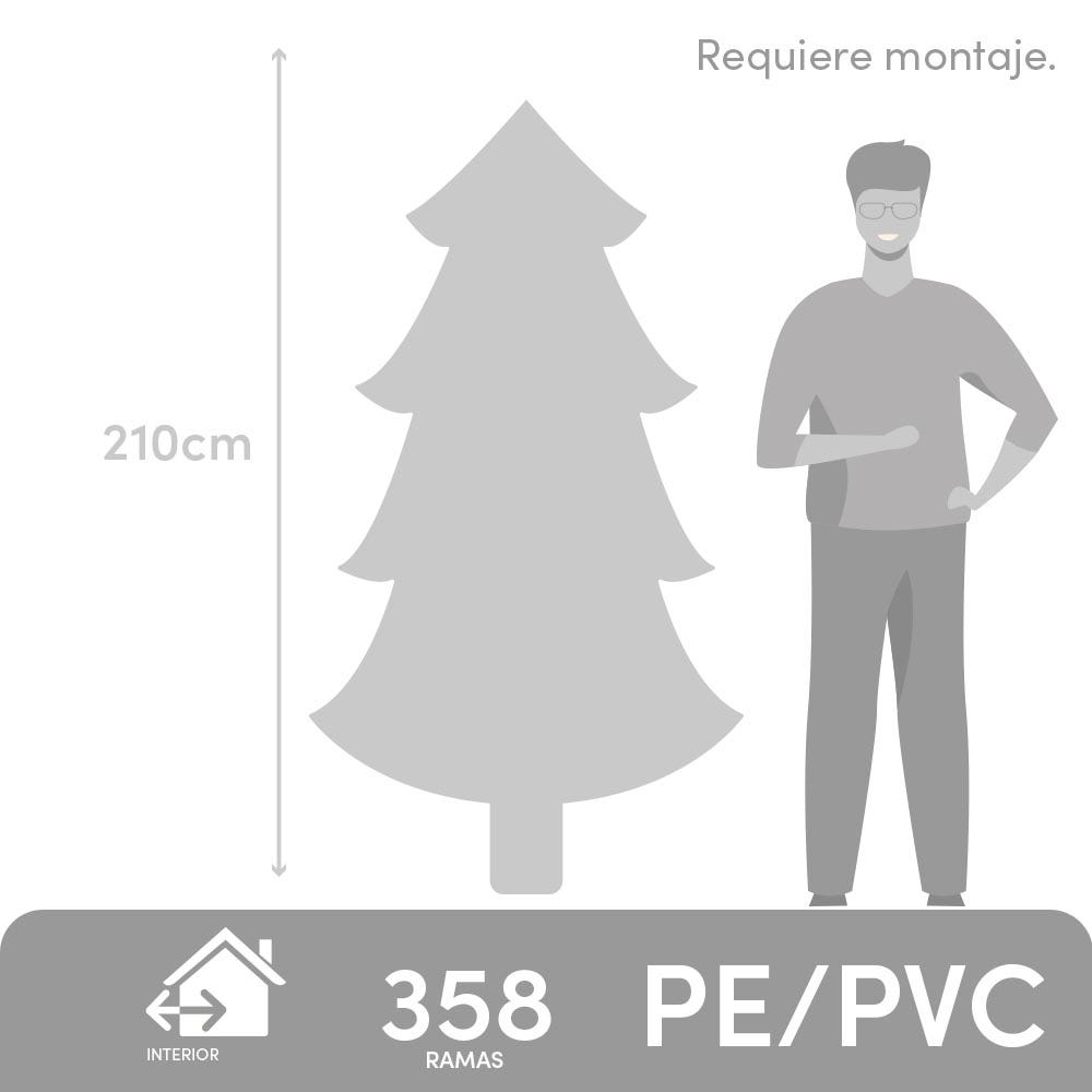 Lolahome Árbol De Navidad Con Luces Cálidas De 210 Cm