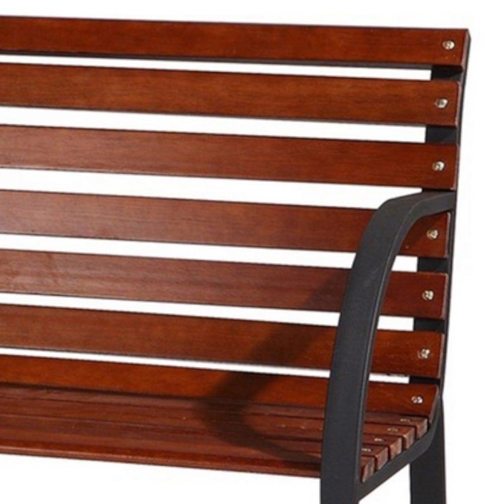 Lolahome Banco De Jardín De Acero Y Madera Color Nogal. De 2 Plazas. 120x62x82 Cm. Con Respaldo Y Apoyabrazos. Tratamiento Anticorrosión. Para Exterior Jardín Terraza. Banco Exterior