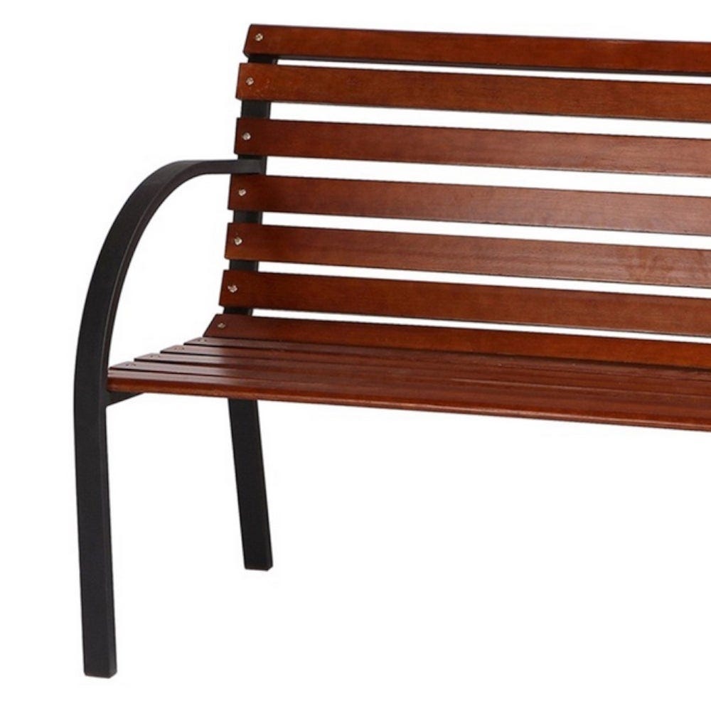 Lolahome Banco De Jardín De Acero Y Madera Color Nogal. De 2 Plazas. 120x62x82 Cm. Con Respaldo Y Apoyabrazos. Tratamiento Anticorrosión. Para Exterior Jardín Terraza. Banco Exterior