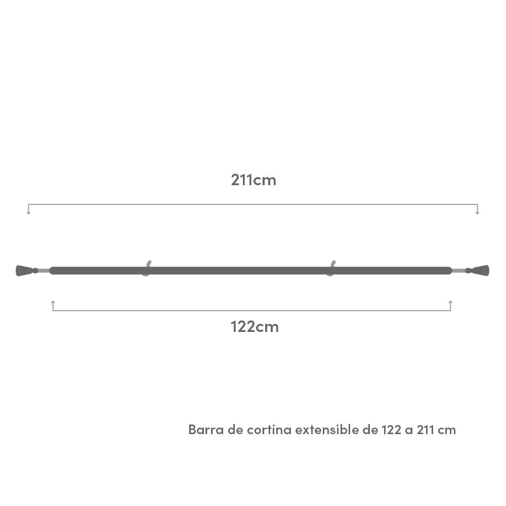Lolahome Barra De Cortina 122-211 Cm Con 2 Escuadras Y Terminales