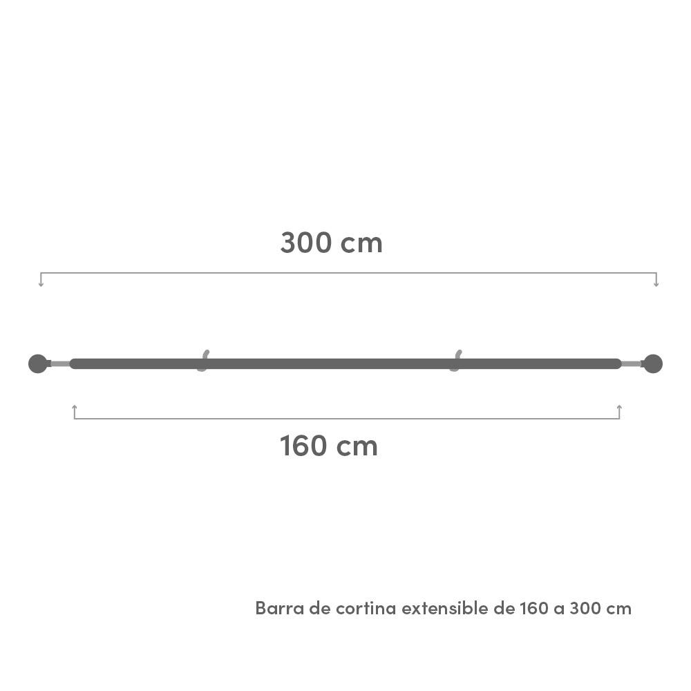 Lolahome Barra De Cortina 160-300 Cm Con 2 Escuadras Y Terminales