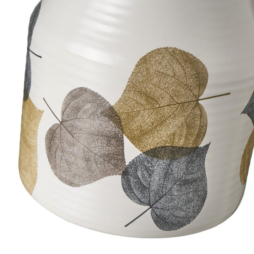 Lolahome Bote De Stoneware De Hojas Con Tapa Blanco De 1100 Ml