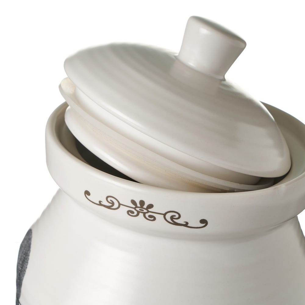 lolahome Bote de stoneware de hojas con tapa blanco de 1100 ml
