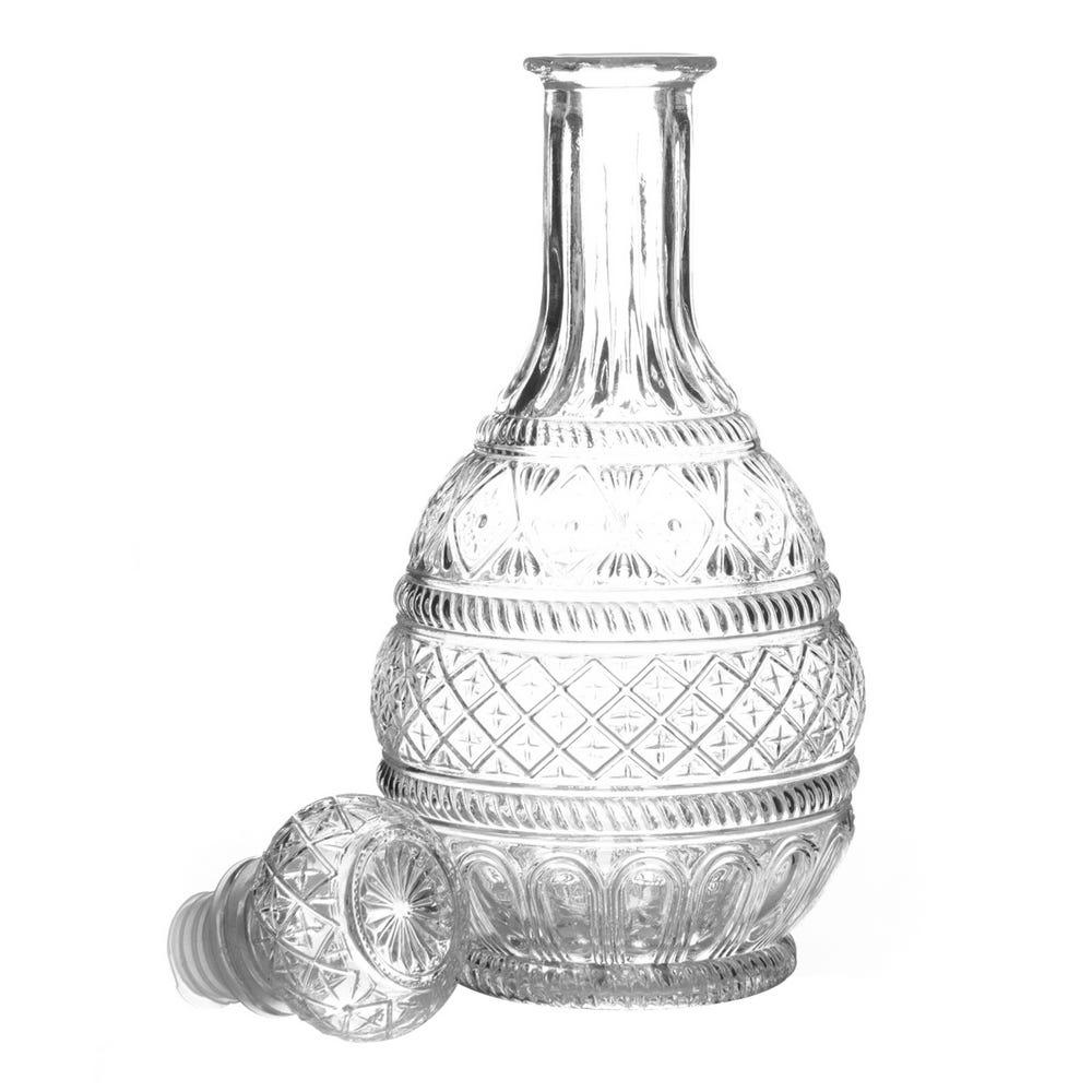 lolahome Botella tallada de cristal transparente de Ø 12x27 cm