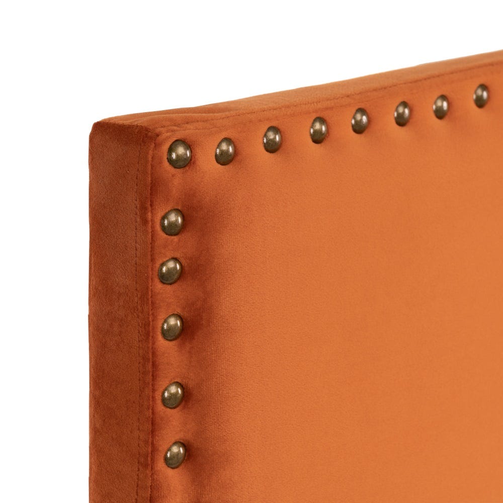 lolahome Cabecero tapizado de terciopelo con tachuelas terracota para cama de 150 cm