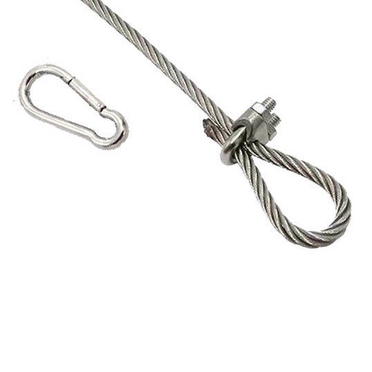 Lolahome Cable Fijación De Toldo Vela De Sombreo. 3 Metros De Acero Galvanizado + Mosquetón. Resistente Y Duradero. Para Toldo Vela Cuadrado Rectangular O Triangular