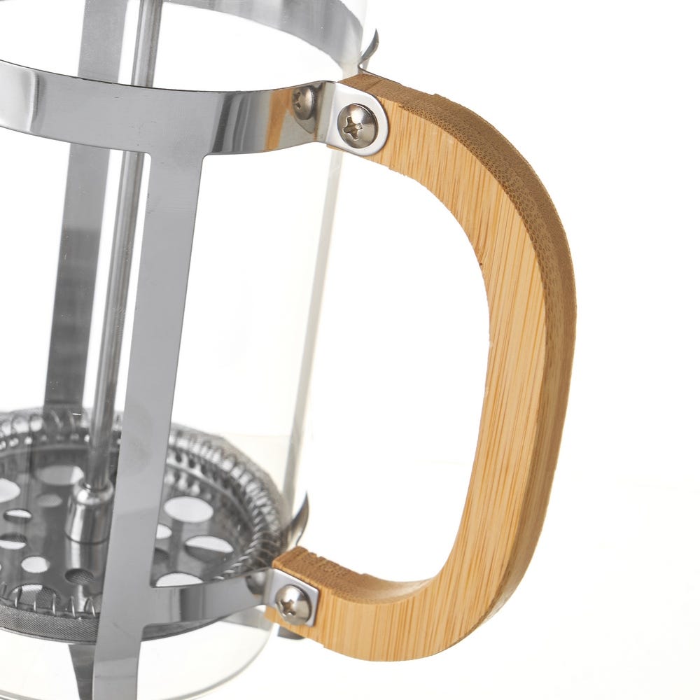 Lolahome Cafetera Francesa De Acero Inoxidable Y Bambú De 15x8x19 Cm