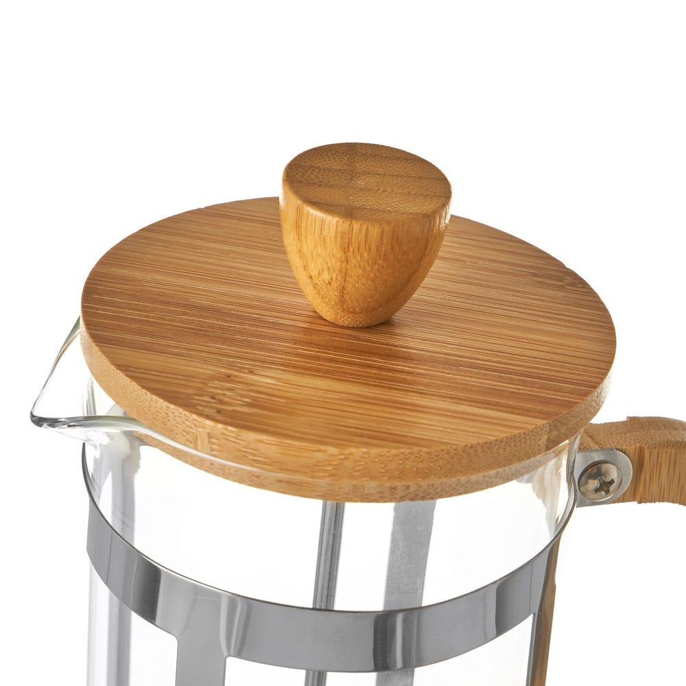 lolahome Cafetera francesa de acero inoxidable y bambú de 15x8x19 cm