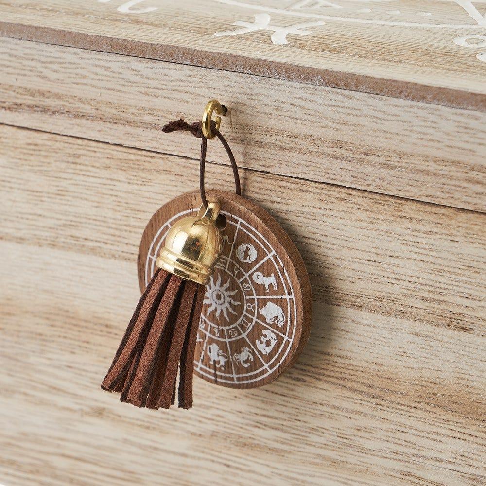 Lolahome Caja Horóscopos De Madera Natural De 20x20x10 Cm