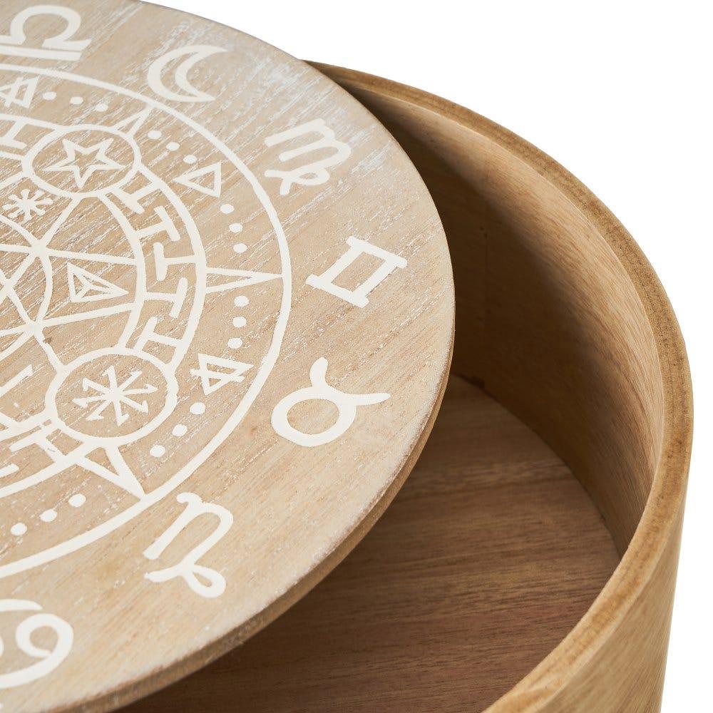 Lolahome Caja Madera Horóscopos Redonda Natural De Ø 25x10 Cm