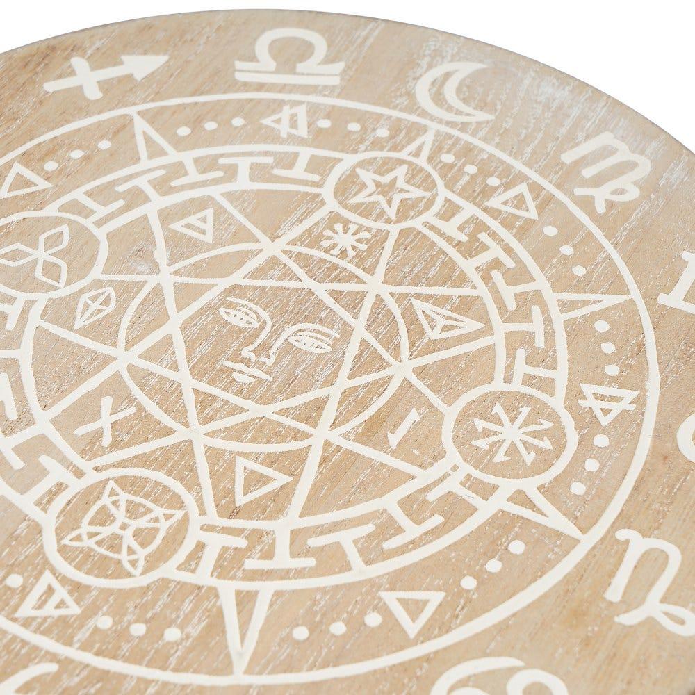 lolahome Caja madera horóscopos redonda natural de Ø 25x10 cm