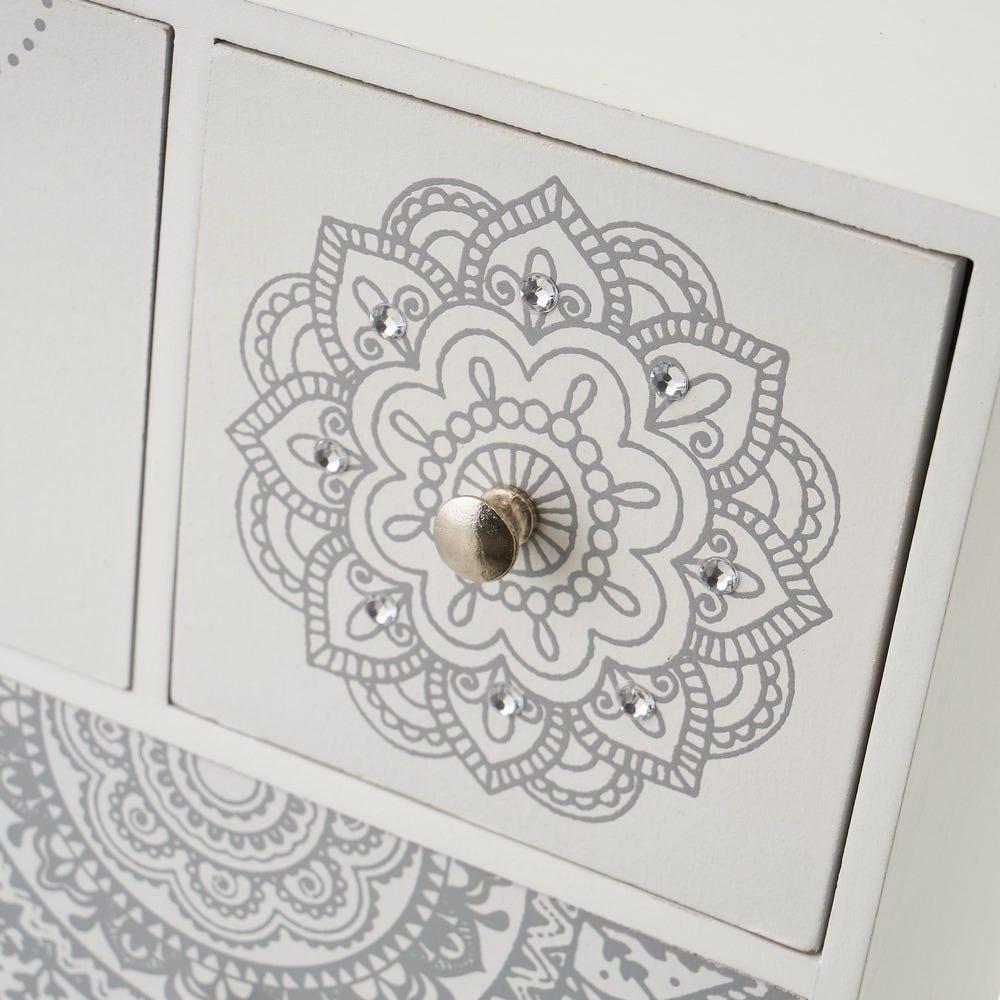 Lolahome Caja Organizadora Mandala De Madera Blanca De 30x10x22 Cm