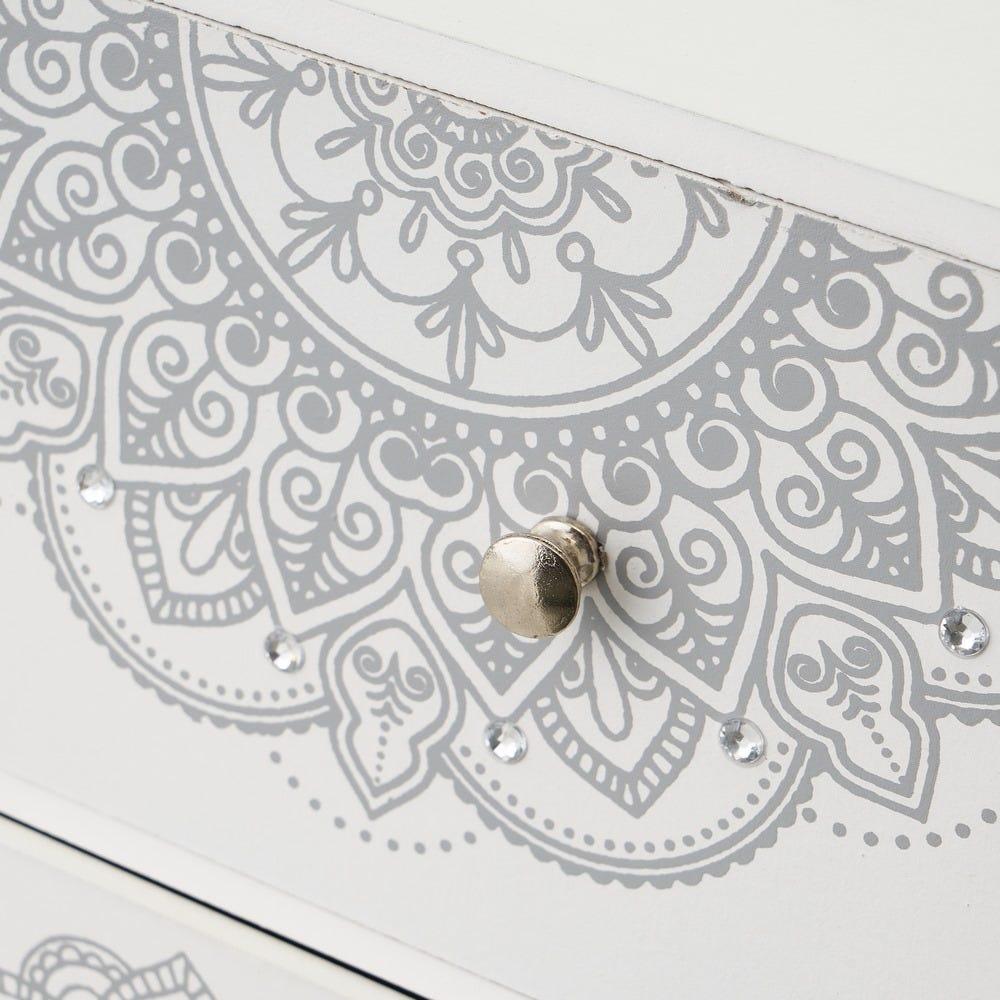 Lolahome Caja Organizadora Mandala De Madera Blanca De 30x10x22 Cm