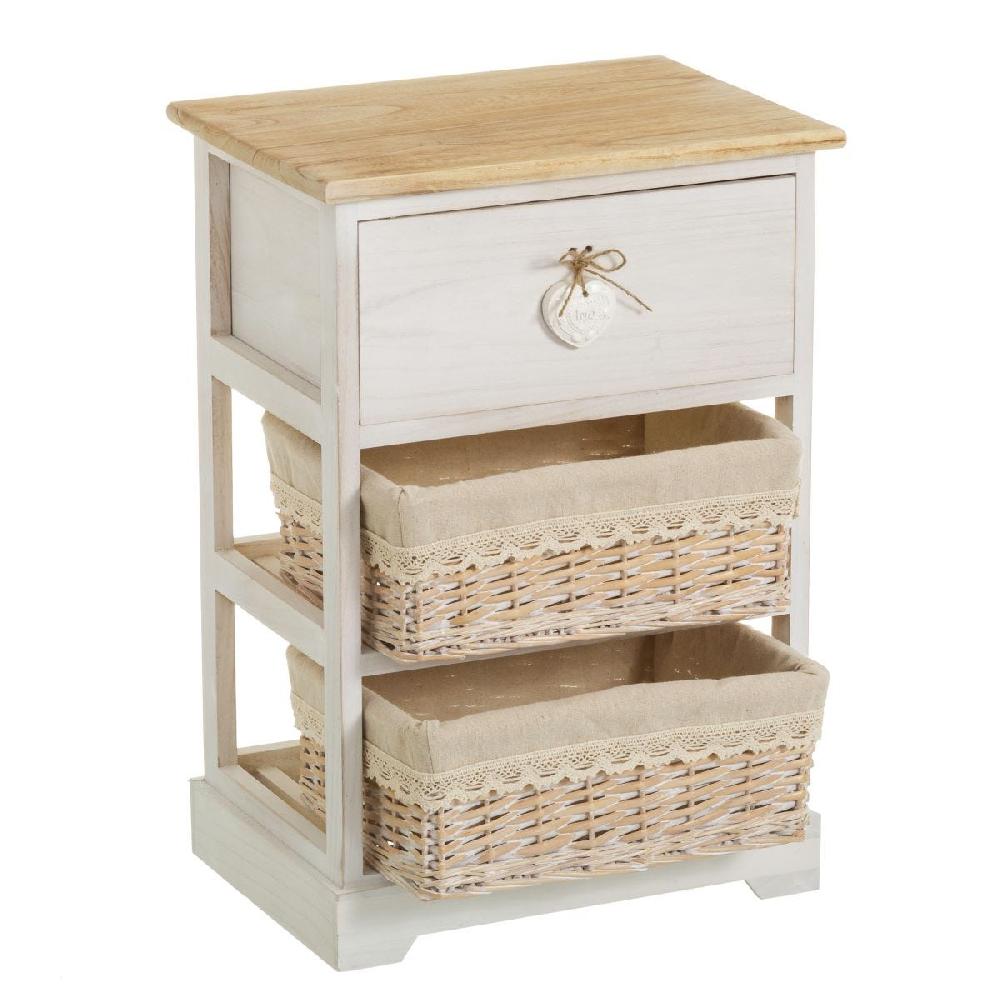 lolahome Cajonera beige de madera con 3 cajones de 58x40x29 cm