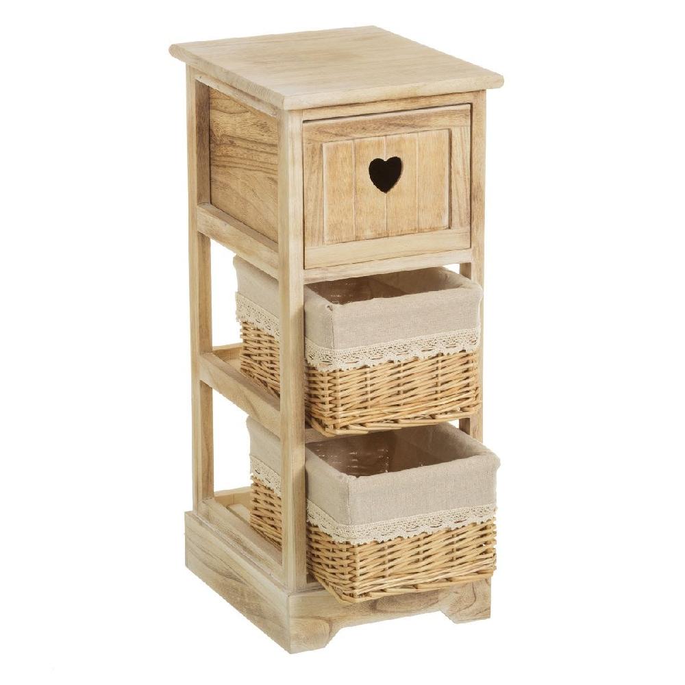 lolahome Cajonera beige de madera con 3 cajones de 63x26x32 cm