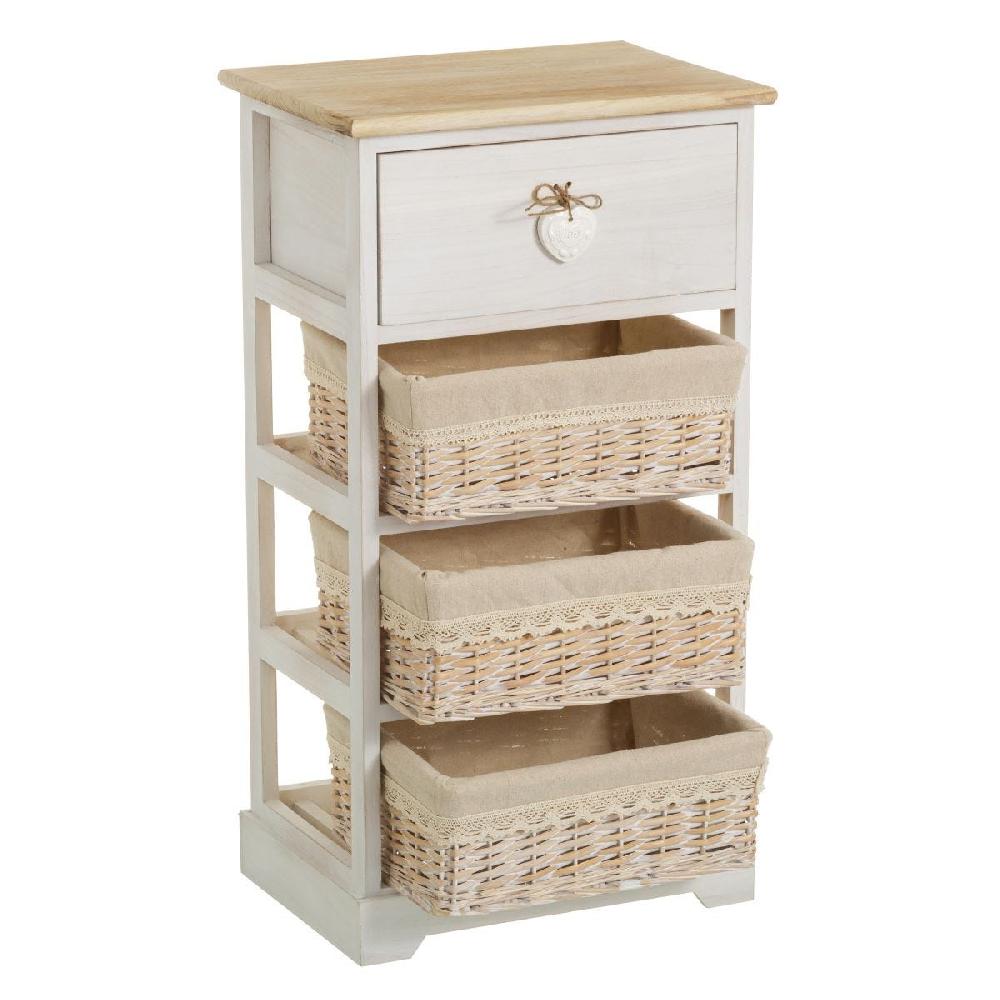 lolahome Cajonera beige de madera con 4 cajones de 73x40x29 cm