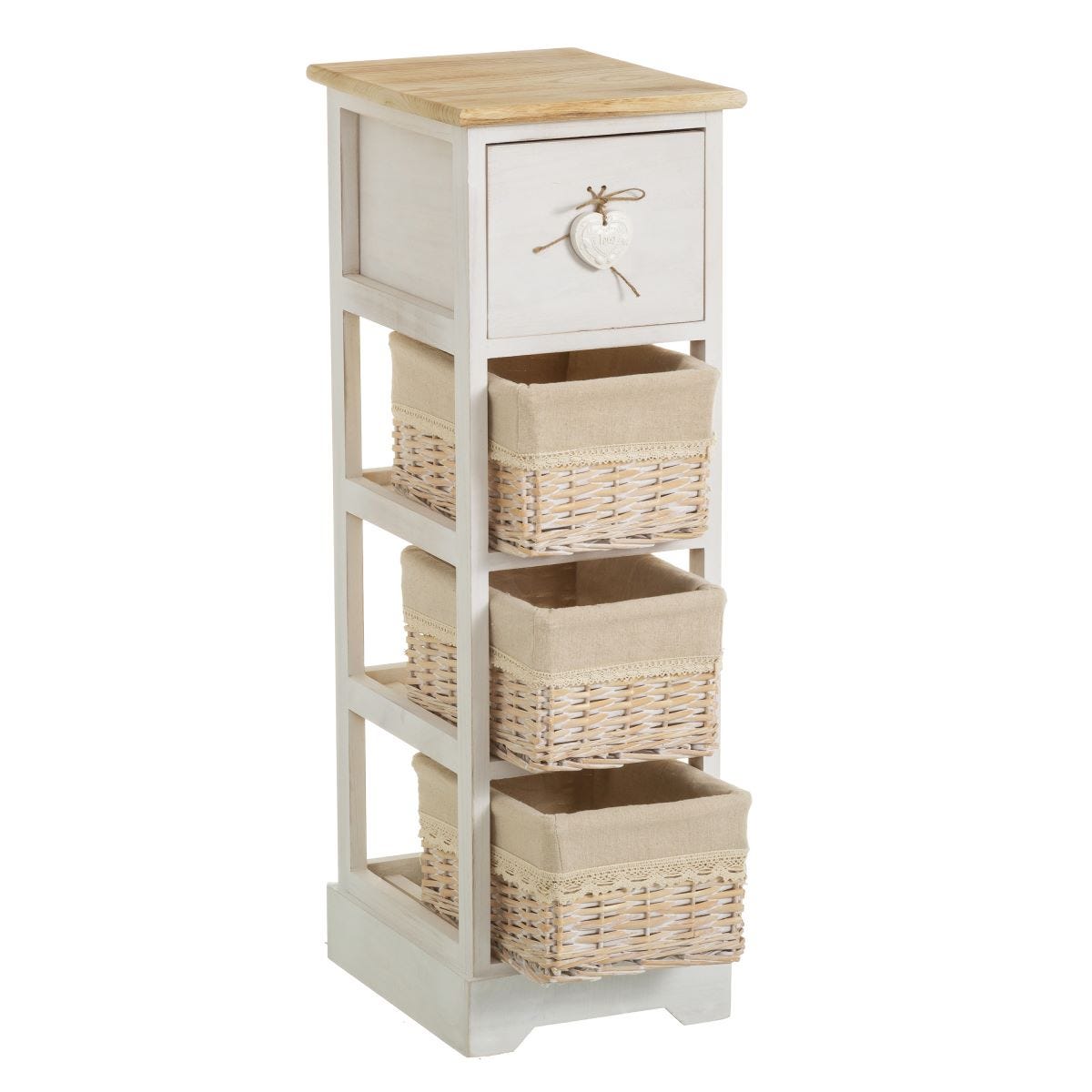 lolahome Cajonera beige de madera con 4 cajones de 81x26x32 cm