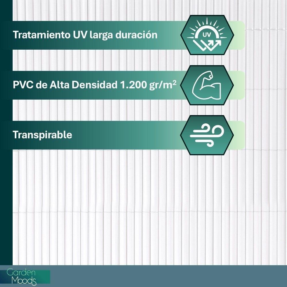 Lolahome Cañizo PVC De Doble Cara Blanco 3x2 Metros. Resistente 1.200 Gr/m2 Decorativo Y Fácil Instalación. Alta Privacidad Y Ocultación Para Valla Jardín Balcón O Terraza