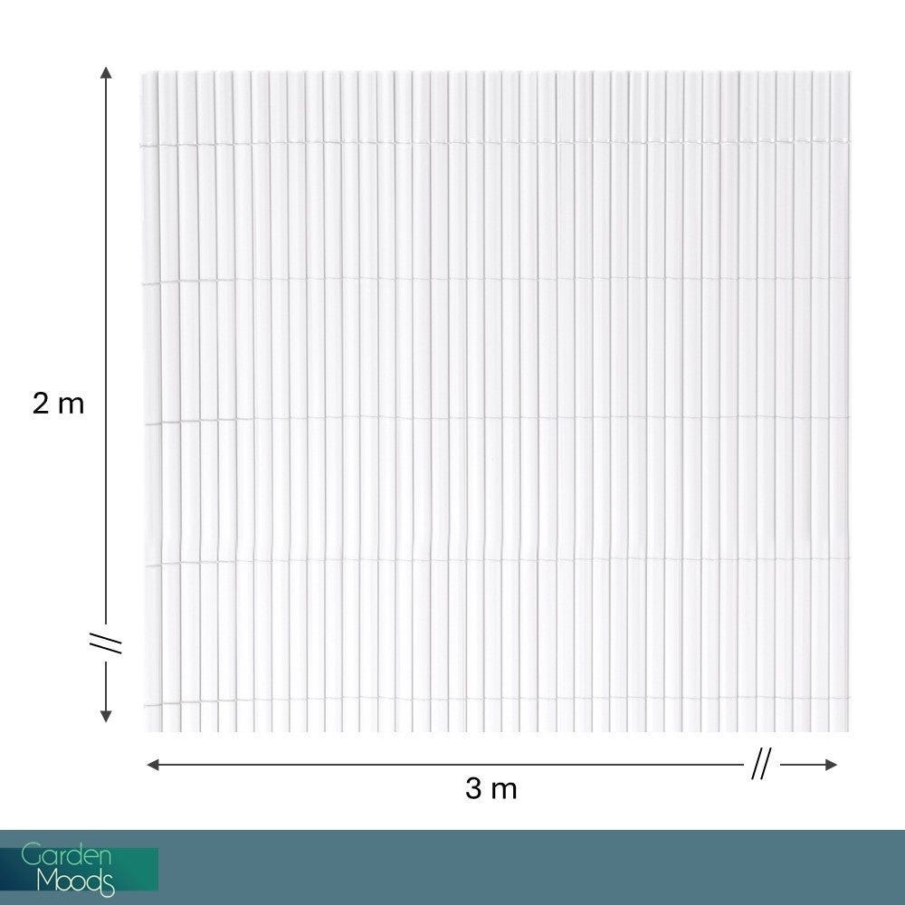 lolahome Cañizo PVC de Doble Cara Blanco 3x2 metros. Resistente 1.200 gr/m2 Decorativo y Fácil Instalación. Alta Privacidad y Ocultación para Valla Jardín Balcón o Terraza