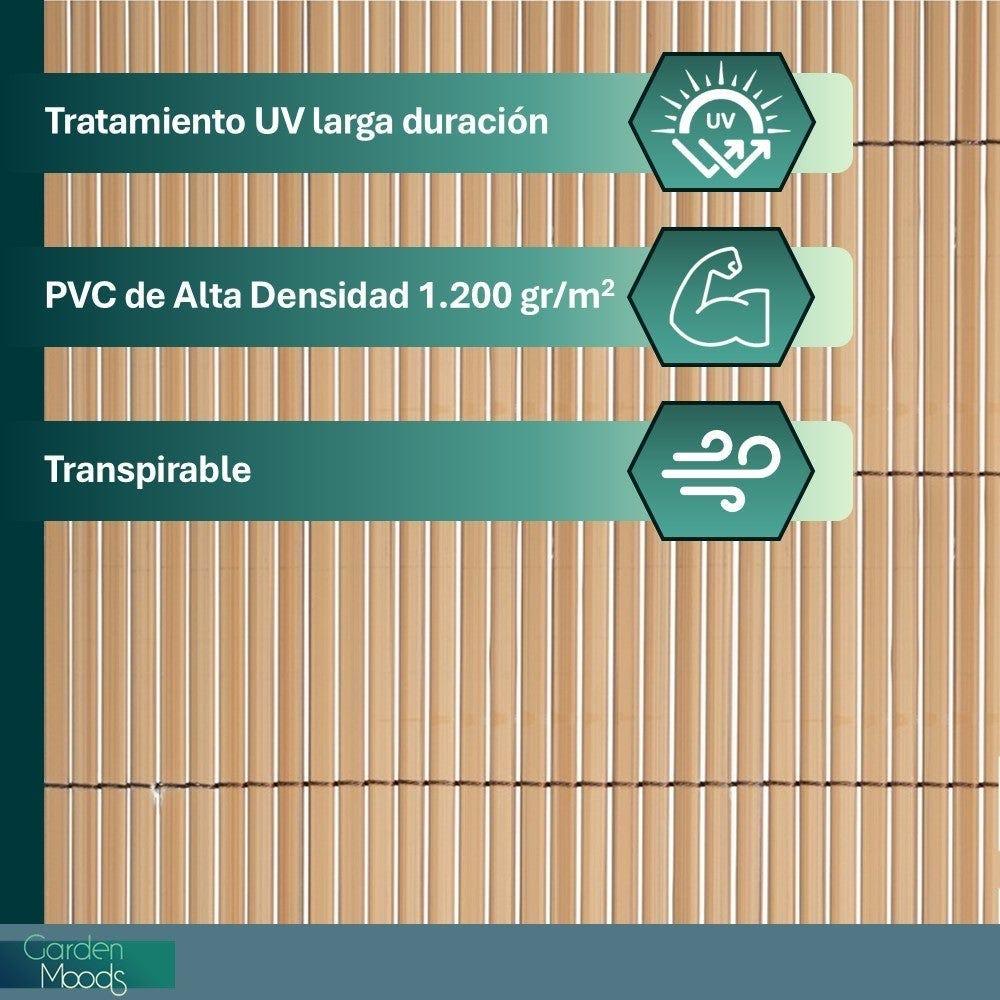 Lolahome Cañizo PVC De Doble Cara Marrón 3x1 5 Metros. Resistente 1.200 Gr/m2 Decorativo Y Fácil Instalación. Alta Privacidad Y Ocultación Para Valla Jardín Balcón O Terraza