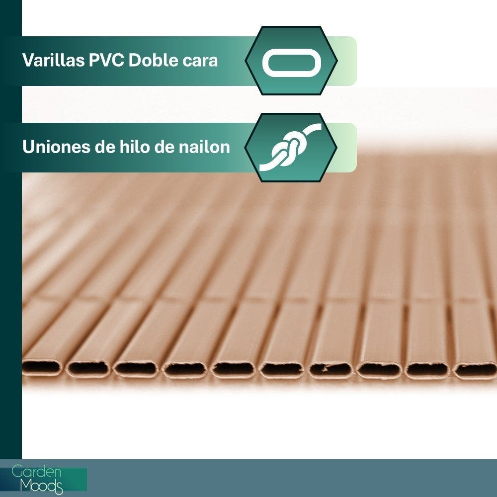 Lolahome Cañizo PVC De Doble Cara Marrón 3x2 Metros. Resistente 1.200 Gr/m2 Decorativo Y Fácil Instalación. Alta Privacidad Y Ocultación Para Valla Jardín Balcón O Terraza