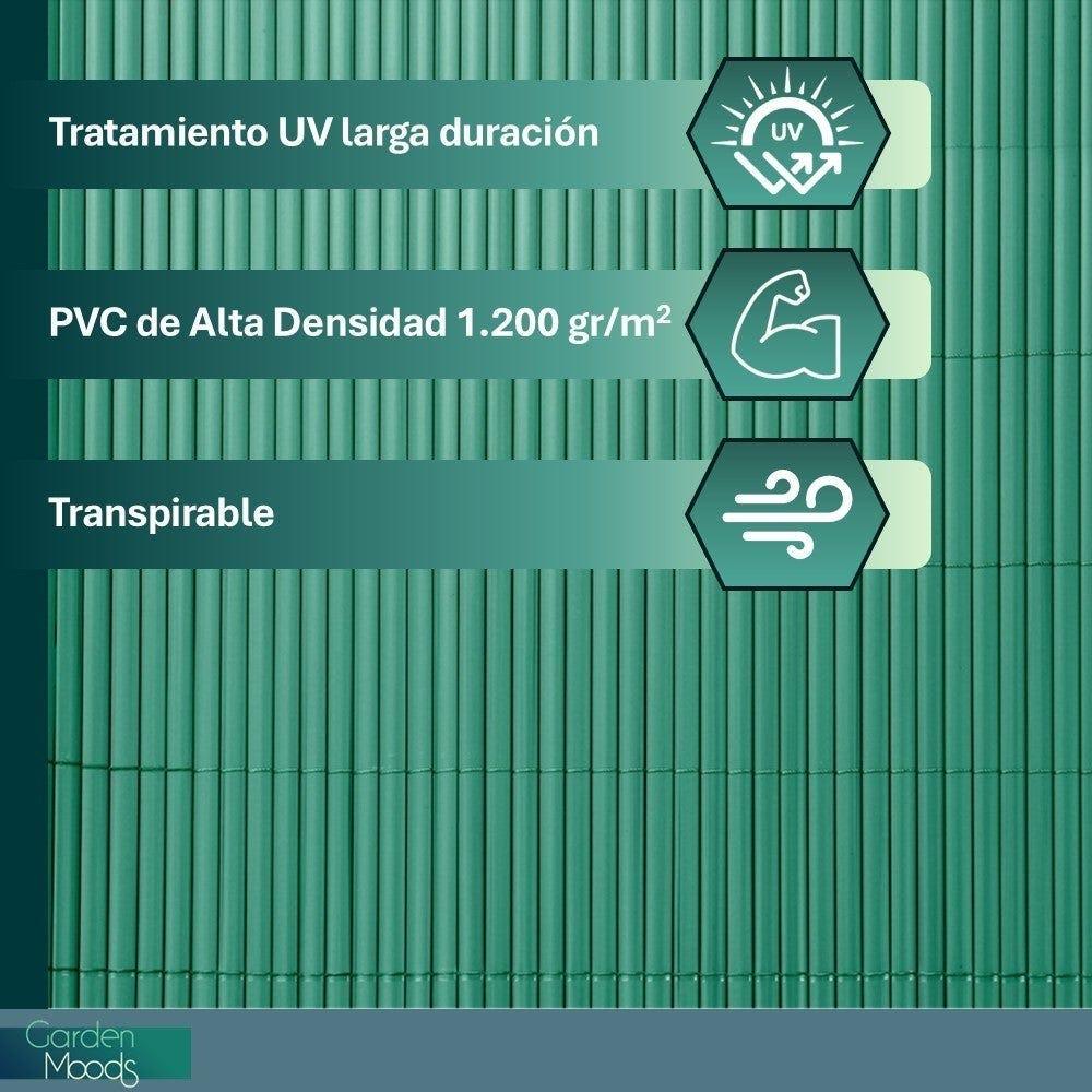 Lolahome Cañizo PVC De Doble Cara Verde 3x1 5 Metros. Resistente 1.200 Gr/m2 Decorativo Y Fácil Instalación. Alta Privacidad Y Ocultación Para Valla Jardín Balcón O Terraza