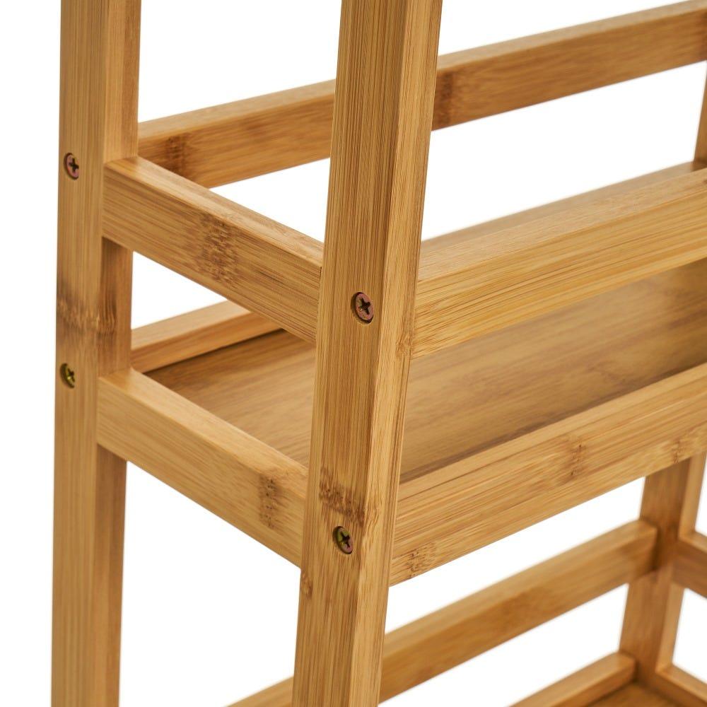 Lolahome Carro Con Ruedas De 3 Estantes De Madera De Bambú Natural De 36x15x74 Cm